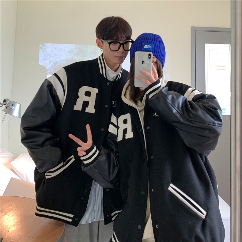 现货 情侣装春装 拼接毛巾绣棒球服夹克外套潮 H686 P118男图片