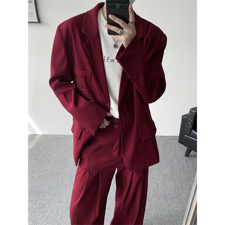 潮流休闲西装外套高级痞帅宽松韩版自带垫肩西服外套可整套搭配，男装西服，电商B319