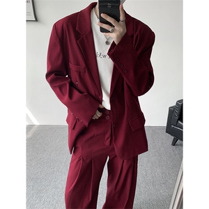 潮流休闲西装外套高级痞帅宽松韩版自带垫肩西服外套可整套搭配,男装西服,电商B319