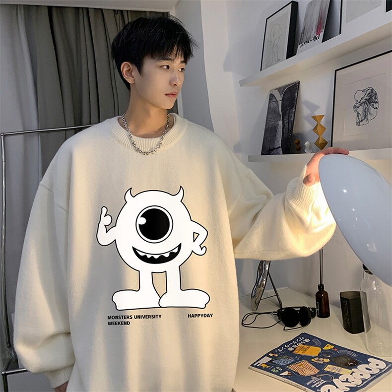 圆领毛衣男大码针织衫男毛线衣线衫M67327-P45加绒款-P65,男装针织衫/毛衣,电商A040
