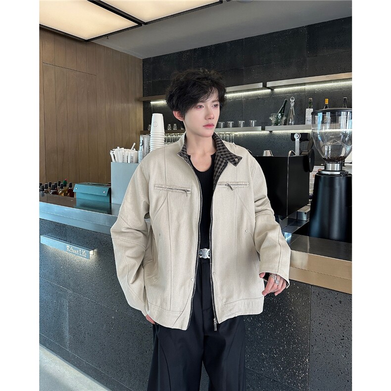 哈灵顿短款牛仔外套男女硬汉风立领牛仔衣美式复古工装夹克JK8569，男装工装外套，星座516A