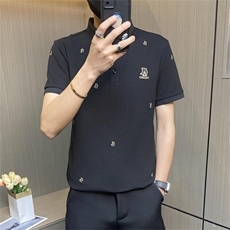 PL045-特P40字母刺绣t恤POLO衫短袖男社会精神小伙修身翻领上衣，男装Polo衫，电商D310B