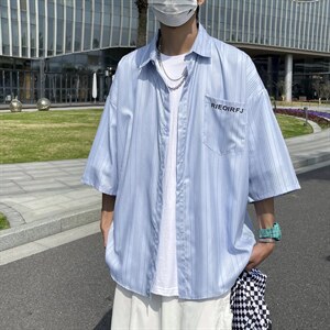 短袖衬衫春款男港风潮流C27P33图片