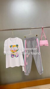 【FSBY】欧货重工钉珠钻工艺Ｔ 字母拼接卫裤 百搭图片