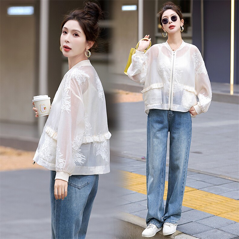 防晒衣女2025夏新款小个子新中式国风短款薄款棒球服刺绣轻薄外套，女装防晒衣，润尚靓点
