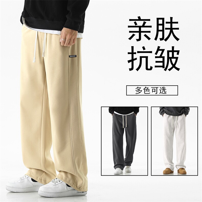 秋季抽绳束脚裤百搭宽松垂顺日系华棉裤时尚胶标X1695-特批39,男装休闲裤,星座718