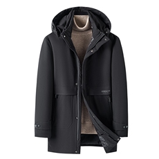2023冬季新款羽绒服男可脱卸帽纯色休闲90白鸭绒外套HB9903-P300，男装羽绒服，电商B212（原钱塘6029）