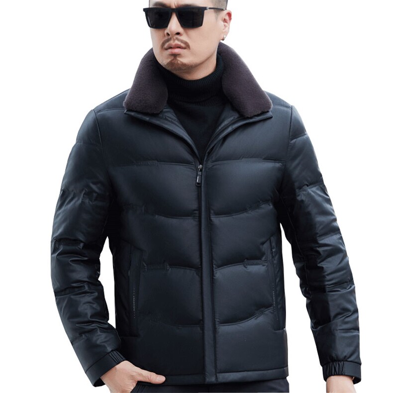 2025新款真皮皮衣男士真皮羽绒服短款绵羊皮夹克鹅绒加厚外套,男装夹克,星座715-3
