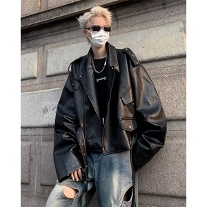 网图有货 美式棕色短款皮衣夹克机车外套男 J144-P85图片