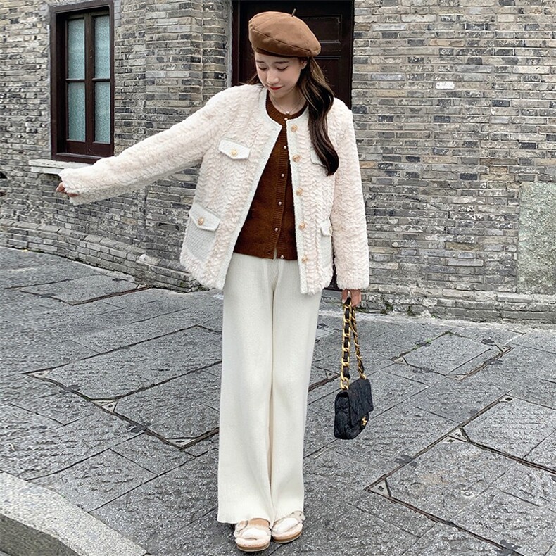 新品现货感90白鹅绒小香风羊羔毛外套款号88601-P255K368元,女装羽绒服,浙宝305