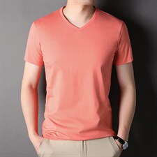 爸爸t恤短袖夏装2023新款男士中年人V领休闲百搭老年人体恤衫，男装T恤，电商B212（原钱塘6029）