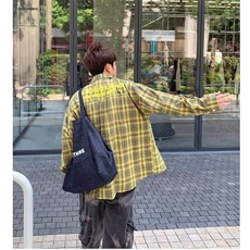 美式复古绿色格子衬衫男女宽松设计感上衣休闲长袖衬衣外套春秋，男装衬衫，星座506A