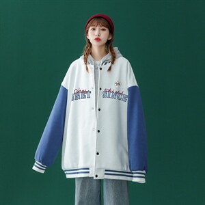 ！秋季新品港风简约酷帅拼接情侣棒球外套夹克--G114 P65控88图片