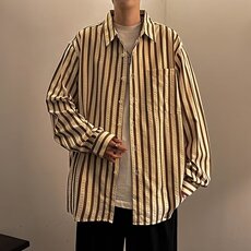 衬衫男韩版潮流长袖条纹痞子帅2026夏季新款ins宽松外套CY218-P49，男装衬衫，星座412