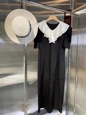 【DAVIDA】法式优雅拼色大翻领连衣裙，女装连衣裙，DAVIDA