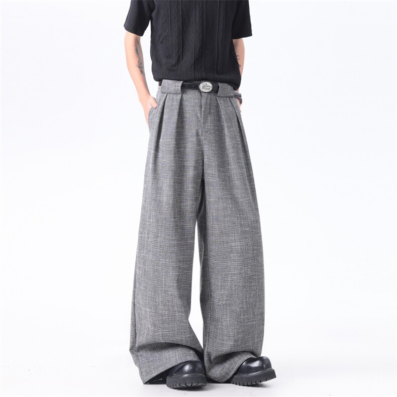 XZ-221-1/K1215/P65美式老钱风条纹肌理千鸟格垂感阔腿休闲西裤，男装西裤，星座221-1