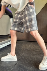 D25211-P48复古格子短裤男士夏季新款潮牌宽松直筒休闲五分裤，男装牛仔裤，电商A368