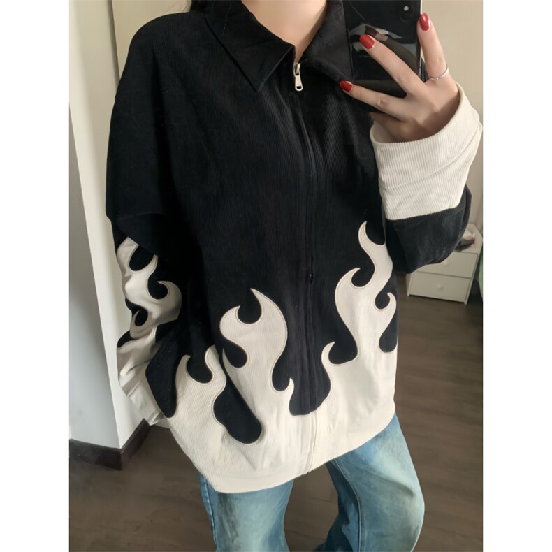 【有货】火焰灯芯绒外套男女款高级感美式休闲夹克JK7801HH-特P70,男装夹克,星座1007（原301D）