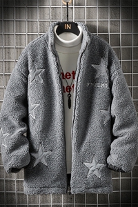 1日系羊羔毛加棉加厚棉衣男情侣潮反光星外套男YG7516P125控158图片
