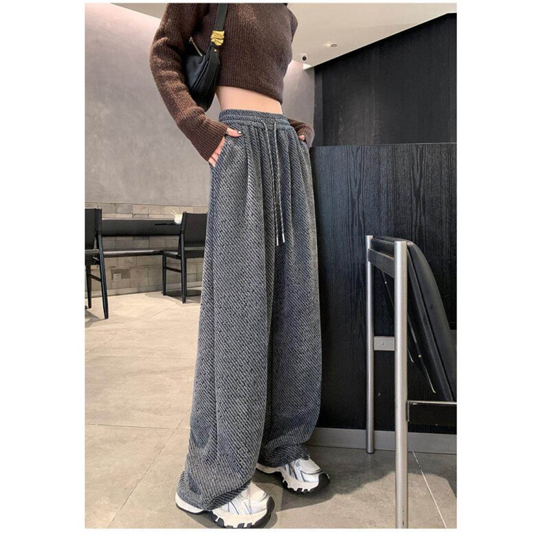 AK2439-P45韩东大门秋冬加厚慵懒设计感潮流ins拖地直筒裤女,女装休闲裤,星座617A-2