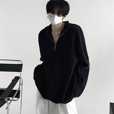 复古小众半拉链连帽毛衣男高级感懒惰针织衫外套218-8MY3116P58，男装针织衫/毛衣，星座218-8