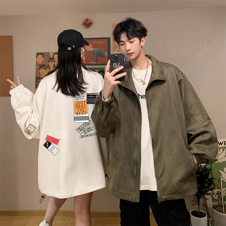 麂皮绒夹克男大码立领褂子外套JK85121-P68加绒款-P78,男装夹克,电商A040