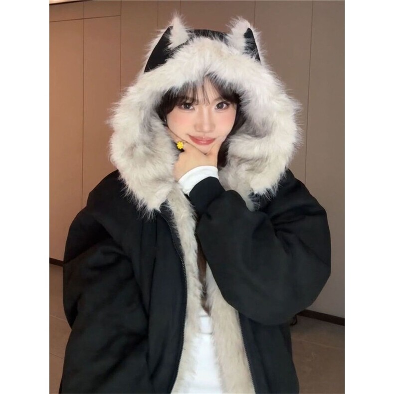 美式毛领连帽棉服秋冬cleanfit座山雕棉衣外套重磅加厚保暖上衣，男装棉衣，星座506A