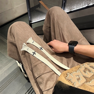 K3968-P40夏季新款麂皮绒百搭直筒宽松休闲九分裤图片