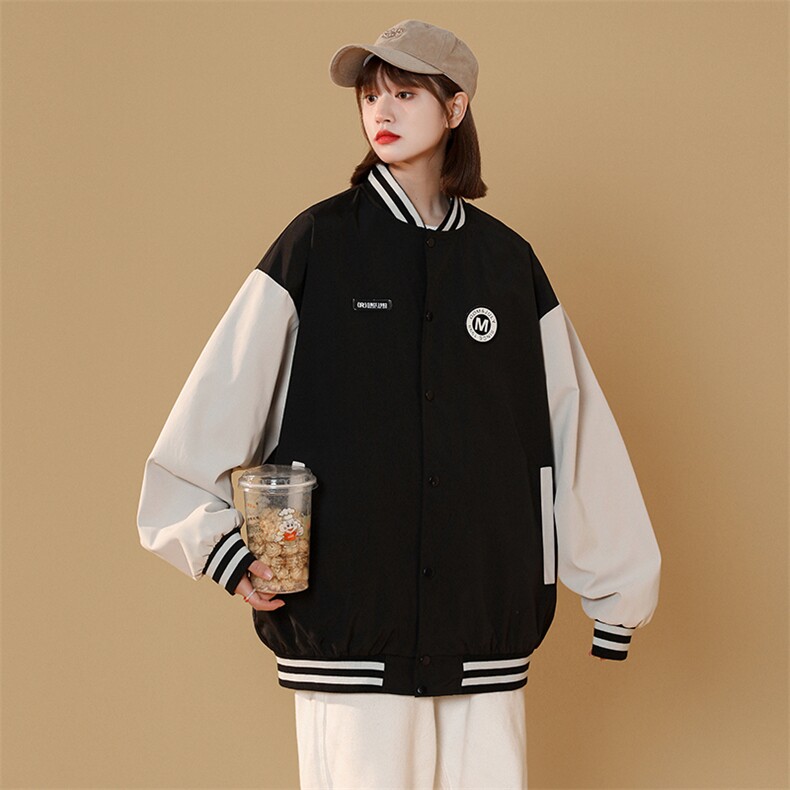 现货2025秋冬港风中性休闲宽松男女印花运动夹克棒球服DM88-P65，男装夹克，电商D321-1