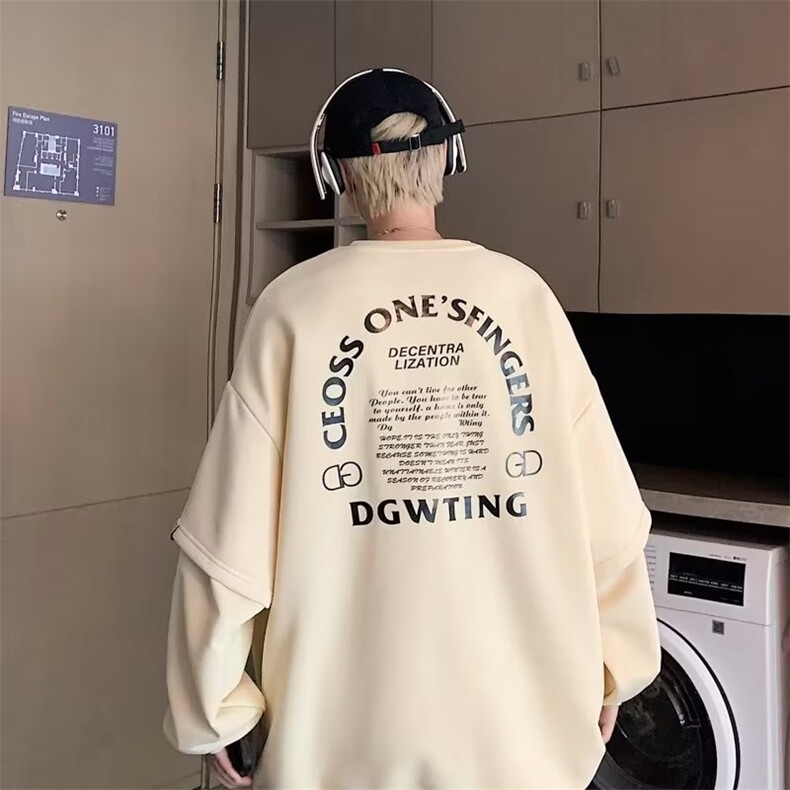 圆领卫衣男士2024春秋季新款长袖t恤打底衫潮牌WY001-P35,男装卫衣,星座1109-3