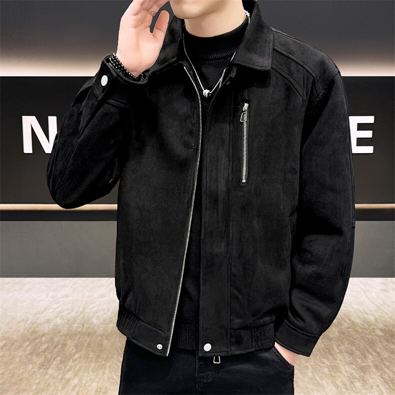 2025新款欧式鹿皮绒宽松翻领男士时尚夹克休闲外套上衣-5801-P110,男装夹克,电商A225