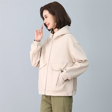2024春秋季新款时尚休闲气质个性减龄宽松休闲连帽外套，女装短外套，独衣靓