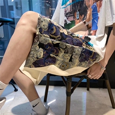 潮休闲裤中时尚潮牌潮流男宽松五分裤小熊拼接裤子DK73P30，男装休闲裤，星座1116-2