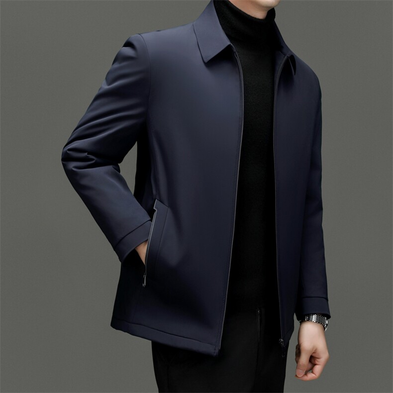 2023翻领鸭绒羽绒服男高级感中年干部装秋冬加厚男士加绒夹克外套,男装羽绒服,电商B212（原钱塘6029）
