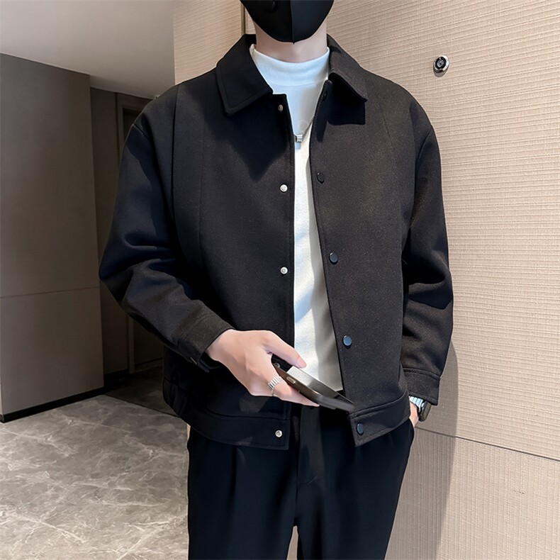 社会小伙高端呢子明线宽松韩版外套大衣夹克男A236-JK8009-P130,男装夹克,电商A236