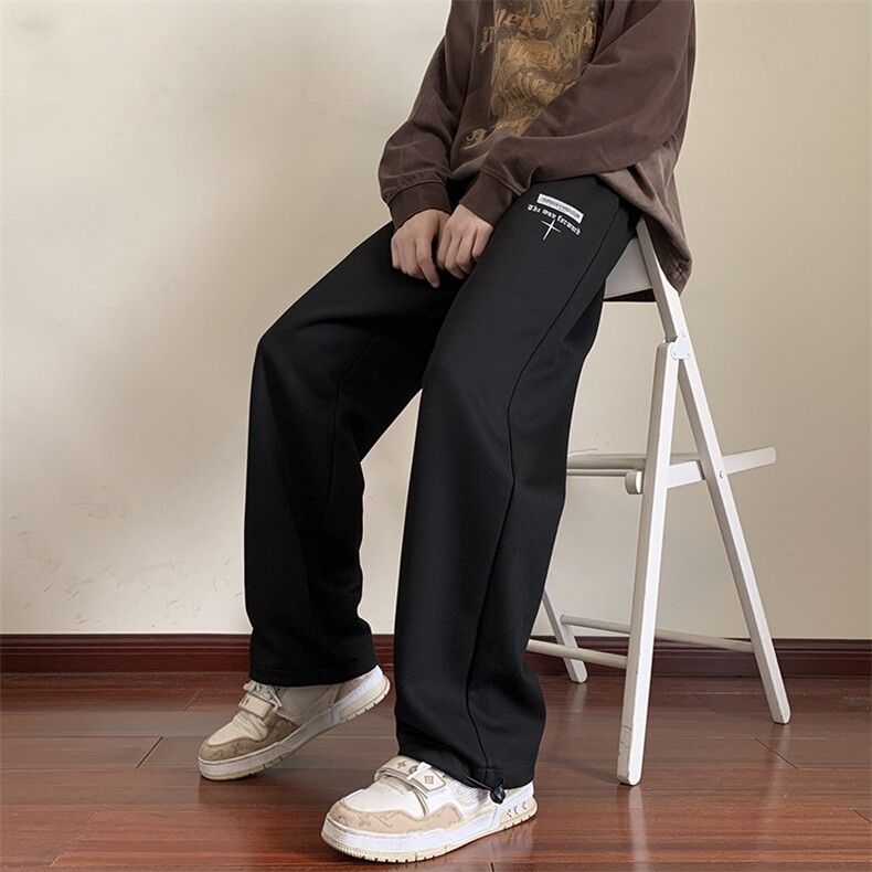 美式潮流休闲裤男港风宽松直筒拖地裤束脚裤卫裤KP756P45,男装休闲裤,星座1204-3