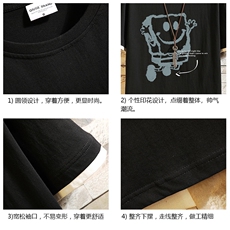 JT55245-P25海绵宝宝假两件短袖t恤男大码胖子体恤半截袖砖墙，男装T恤，电商A040A