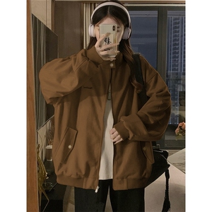 2025新款绒面麂皮外套格纹拼接工装秋季男女休闲风夹克HH6811 P69图片