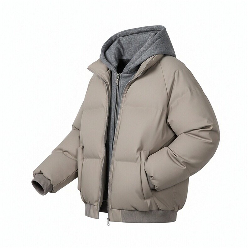现货高品质重磅工艺美式高街假两件PU皮棉衣男女加厚棉服外套,男装棉衣,电商A486-1