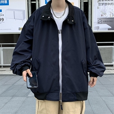 A853-P63秋季设计感复古拼接立领夹克男潮牌宽松休闲工，男装夹克，星座512-6