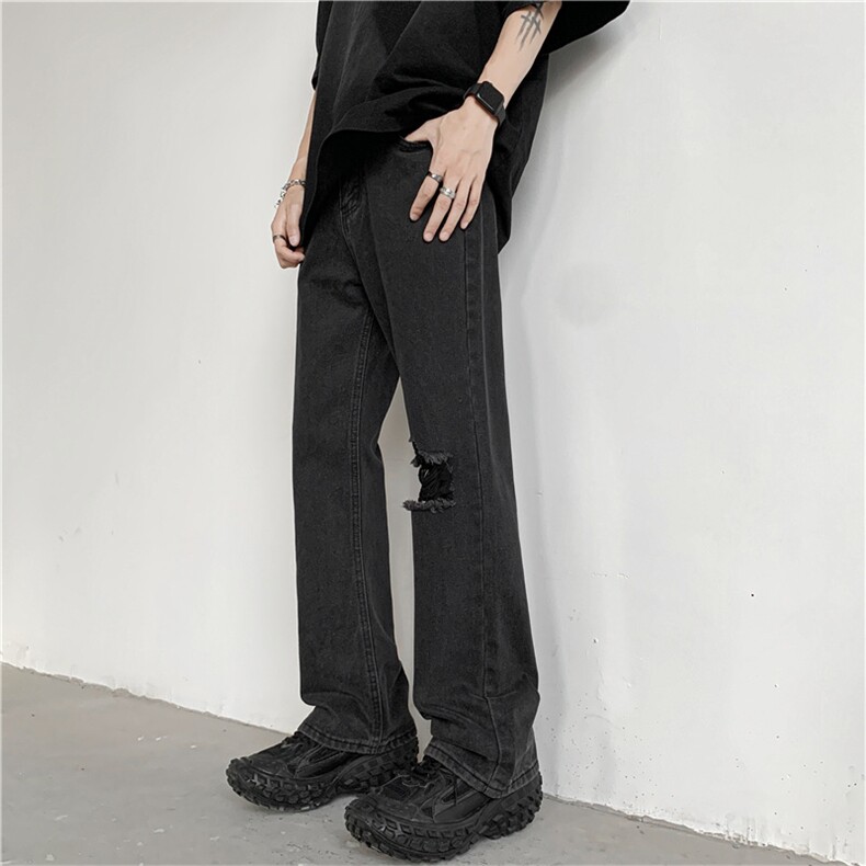 破洞牛仔裤男款夏季薄款美式高街vibe宽松休闲长裤N01651-P40图片