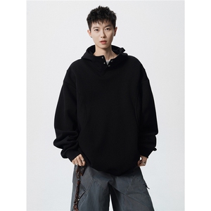 8XL-M美式重磅连帽卫衣大码结构设计拼接上衣秋季外套WY9106特P50图片