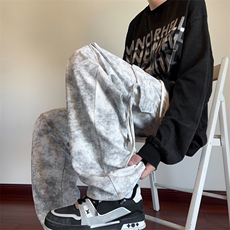 美式扎染工装裤宽松大码直筒休闲裤CK45*P40加绒45控78，男装休闲裤，星座511-1