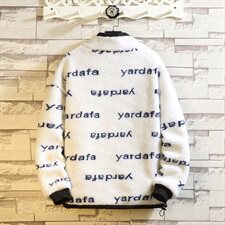 703-Y253-P118冬季高品质定制印花羊羔毛拼色外套双面穿高街，男装棉衣，星座703