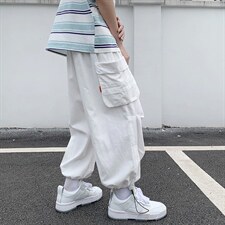 日系复古直筒工装裤女夏季休闲百搭阔腿宽松束脚九分裤子KK72-P35，男装休闲裤，星座1008-1