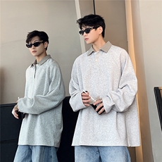 假两件条纹格子POLO领MIU系长袖T恤打底衫卫衣W101-P48，男装Polo衫，电商C307