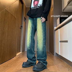 B221 美式ins高街暗黑小众铆钉伐木裤牛仔裤 LK23145-P65 控88图片
