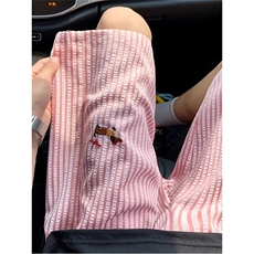 腊肠狗刺绣黑白条纹短裤男夏季薄款泡泡纱冰感速干五分裤子沙滩裤，男装牛仔裤，四季星座505