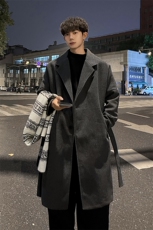 秋冬毛呢大衣男宽松风衣中长款港风大码外套MN9568/P100加棉P110，男装风衣，电商B316