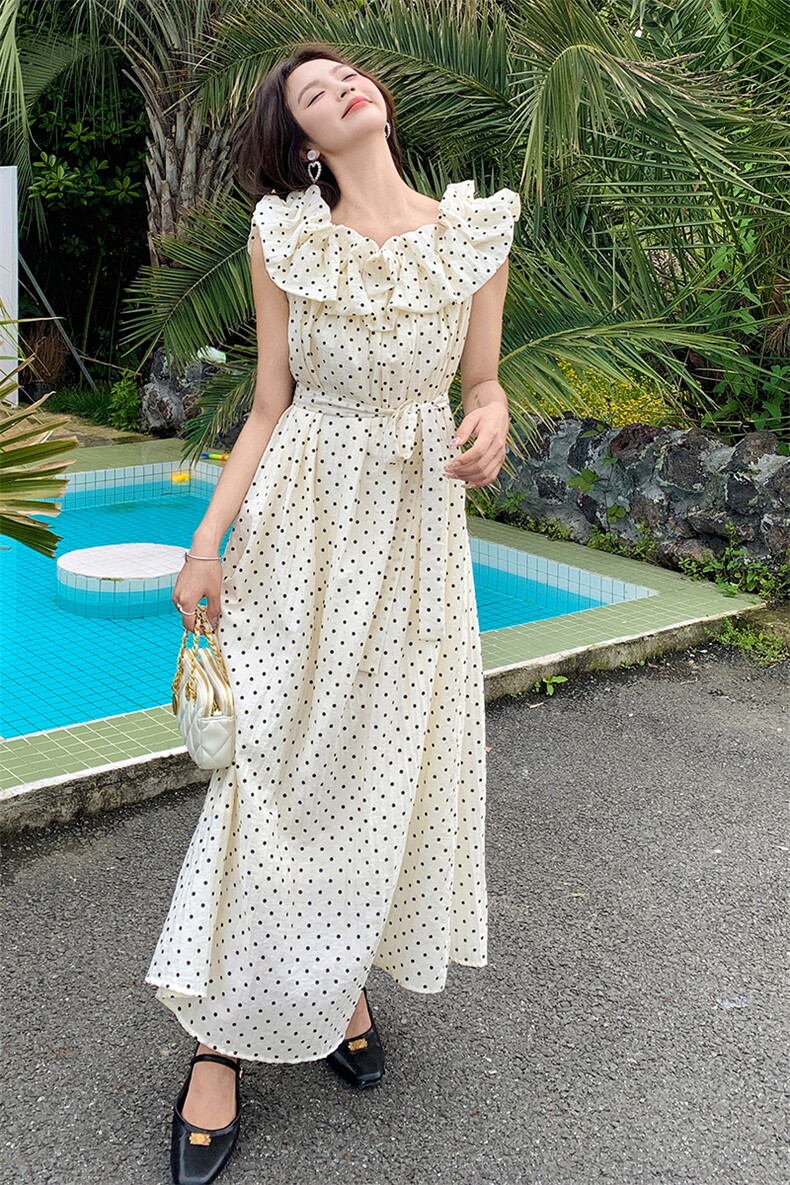 2024新款波点度假长裙212A-8836-P115-K169,女装连衣裙,浙宝212A